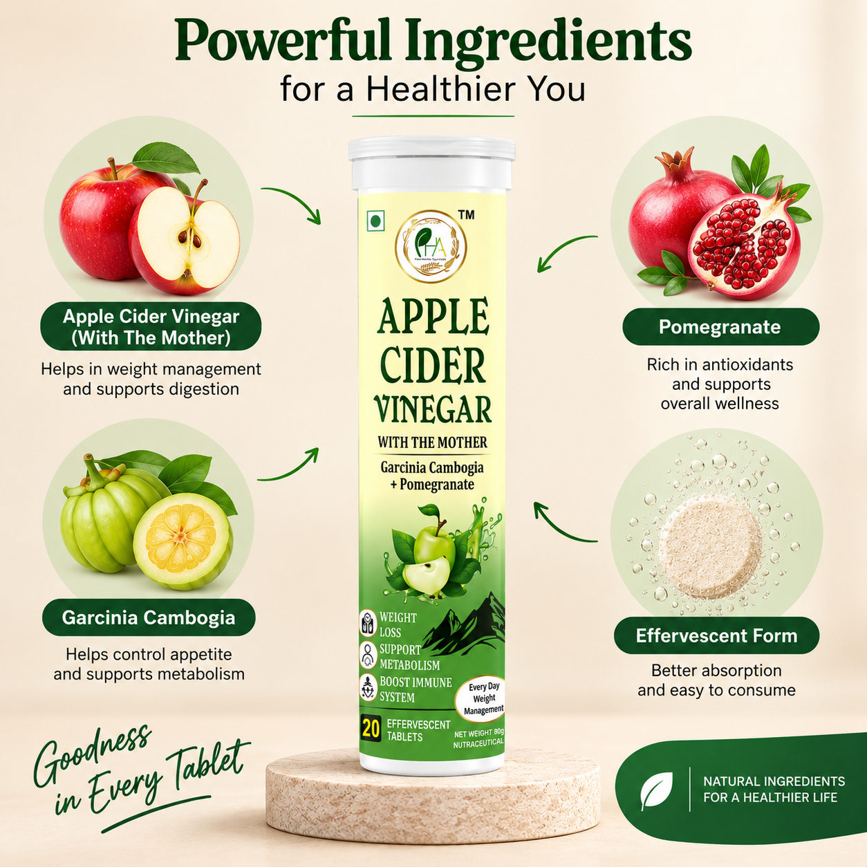Pure Apple Cider Vinegar Effervescent Tablets