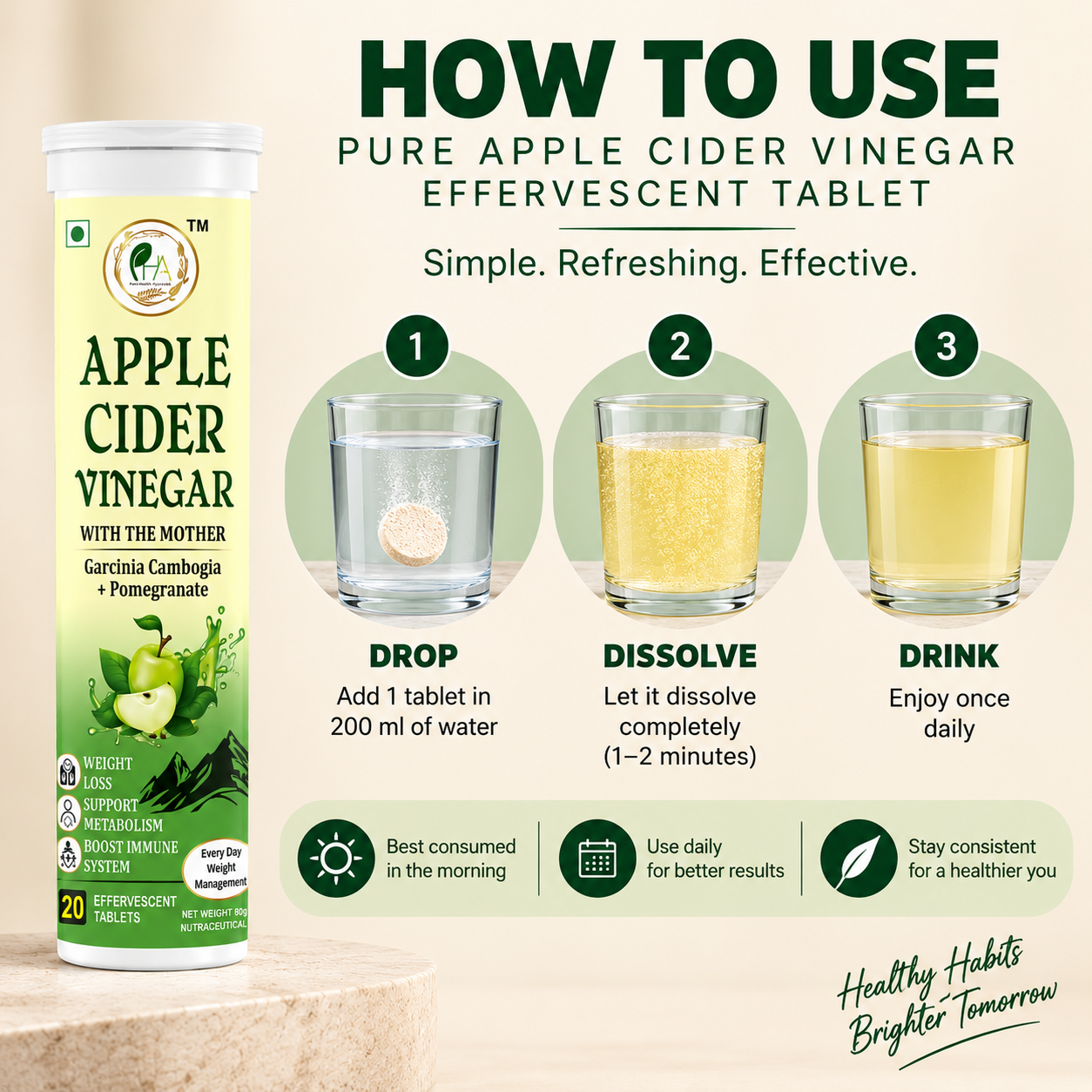 Pure Apple Cider Vinegar Effervescent Tablets