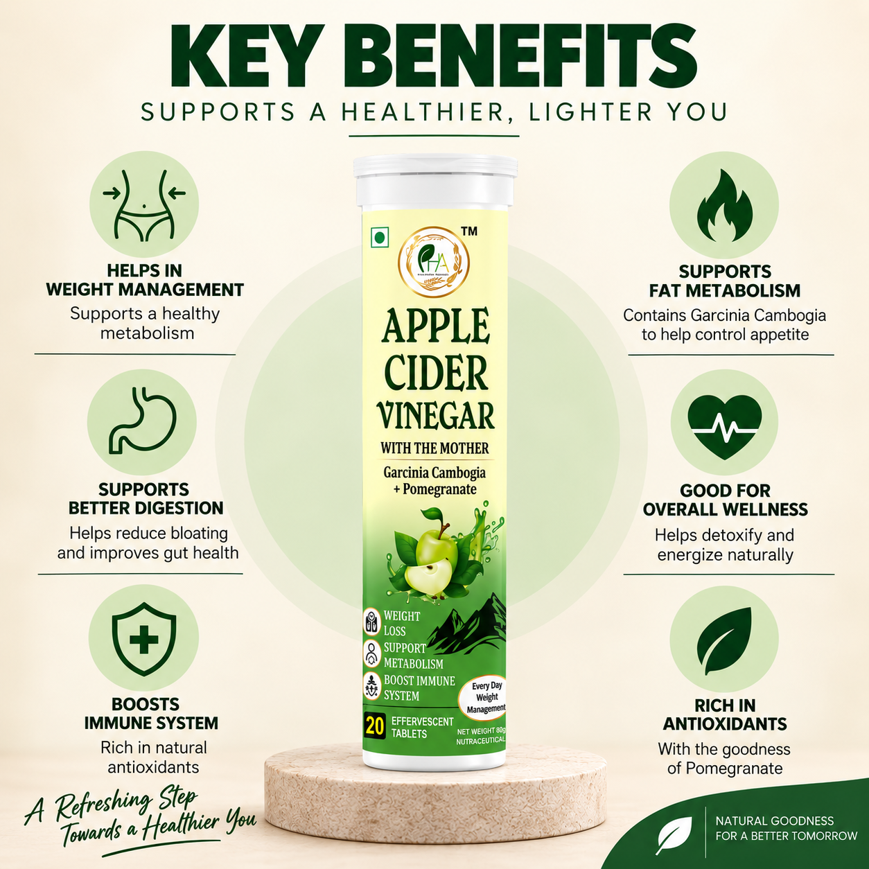 Pure Apple Cider Vinegar Effervescent Tablets