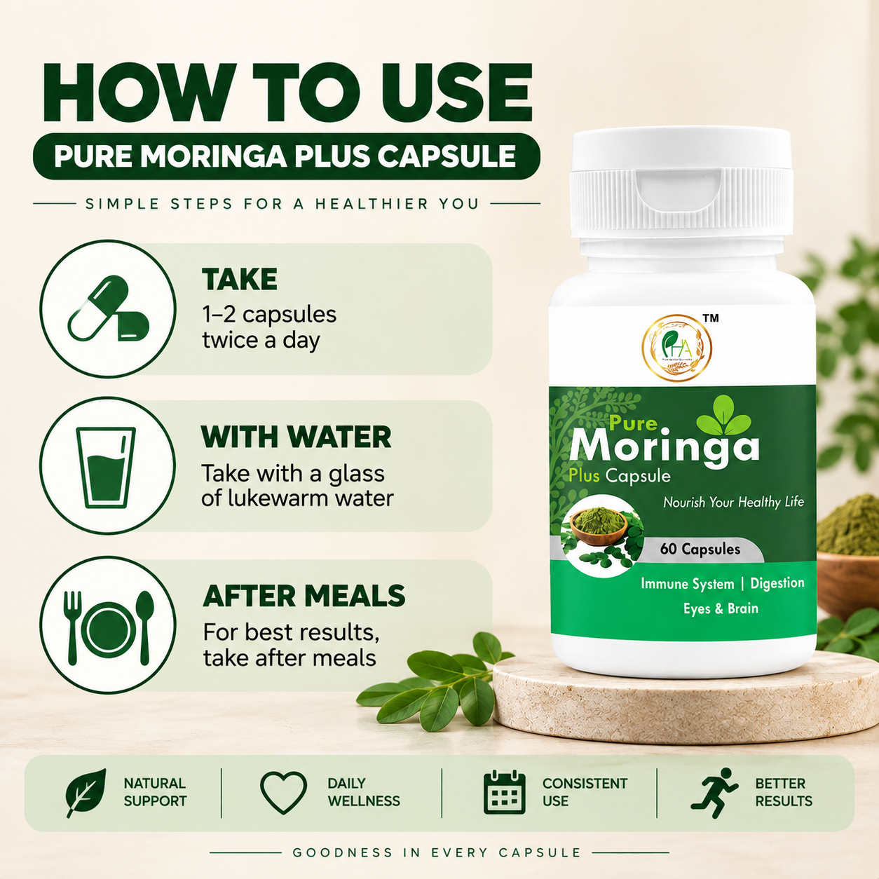 Pure Moringa Plus Capsule: Superfood Supplement for Immunity & Daily Energy